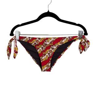SISI MBILI Bikini Bottom Swimwear S Beach Pool Side Tie Floral Red Made in Italy